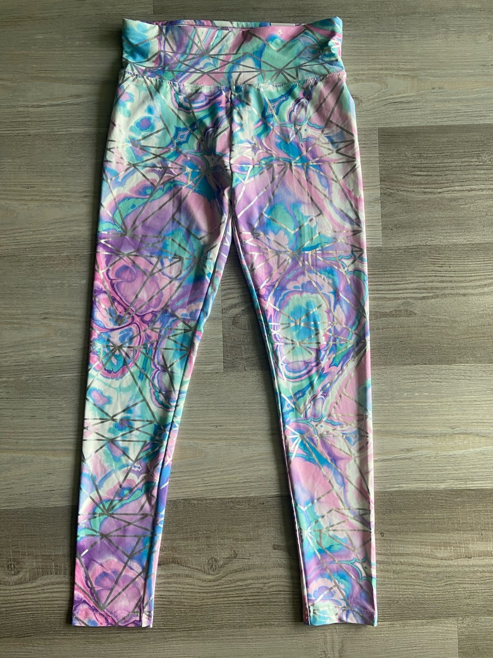 Justice Girls Active Leggings Size 18/20 XL Pastel Geometric Swirl NWT
